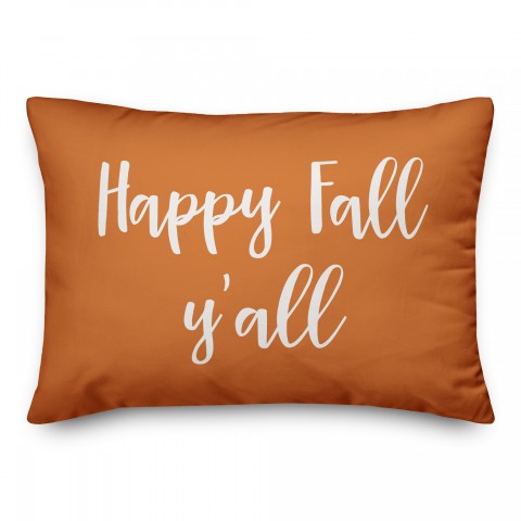 Happy Fall, Y'all in Orange 14x20 Spun Poly Pillow