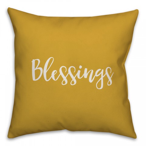 Blessings in Mustard 18x18 Spun Poly Pillow
