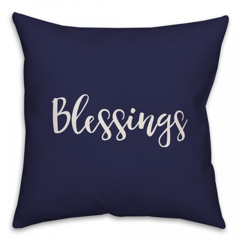 Blessings in Navy 18x18 Spun Poly Pillow