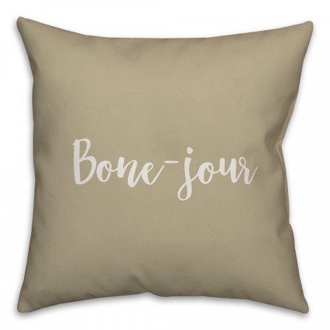 Bone-jour in Beige 18x18 Spun Poly Pillow
