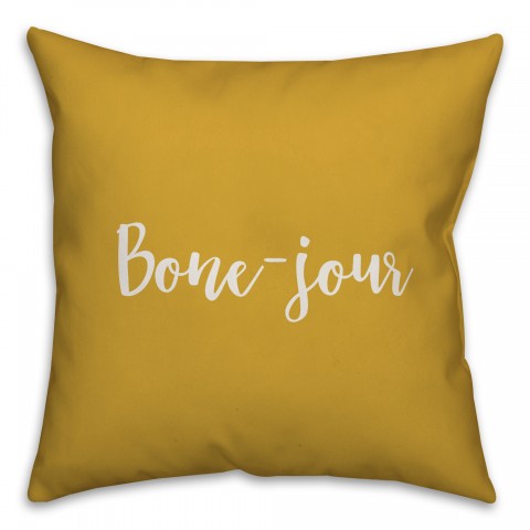 Bone-jour in Mustard 18x18 Spun Poly Pillow