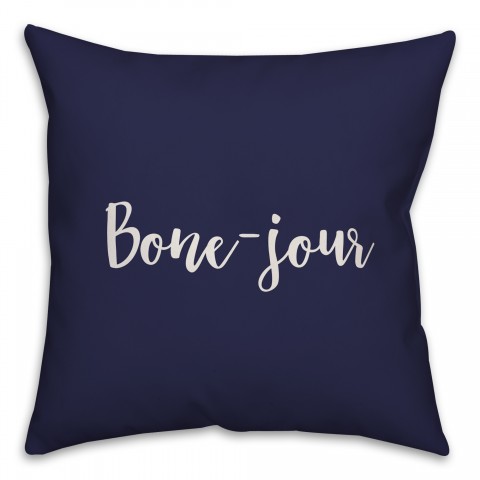 Bone-jour in Navy 18x18 Spun Poly Pillow