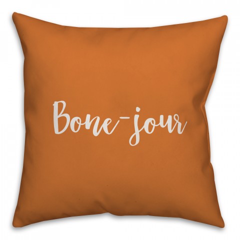 Bone-jour in Orange 18x18 Spun Poly Pillow