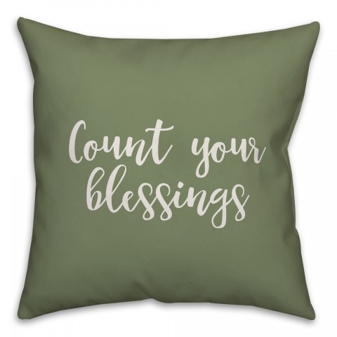 Count Your Blessings in Green 18x18 Spun Poly Pillow