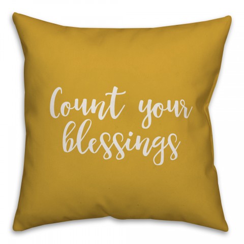 Count Your Blessings in Mustard 18x18 Spun Poly Pillow