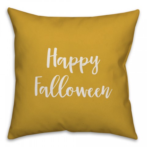 Happy Falloween in Mustard 18x18 Spun Poly Pillow