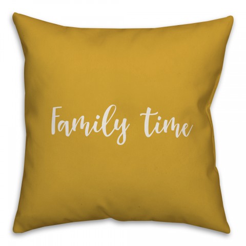 Family Time in Mustard 18x18 Spun Poly Pillow