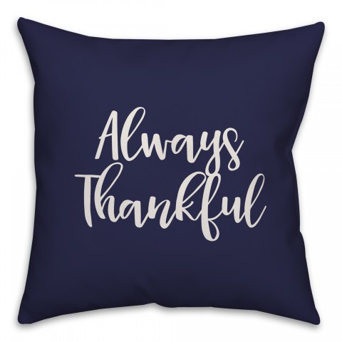 Always Thankful in Navy 18x18 Spun Poly Pillow