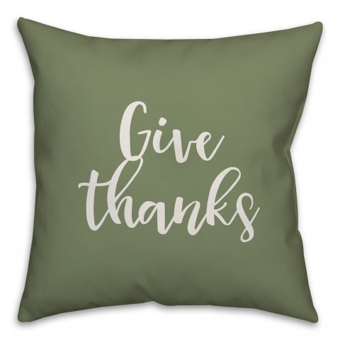 Give Thanks in Green 18x18 Spun Poly Pillow