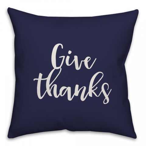 Give Thanks in Navy 18x18 Spun Poly Pillow