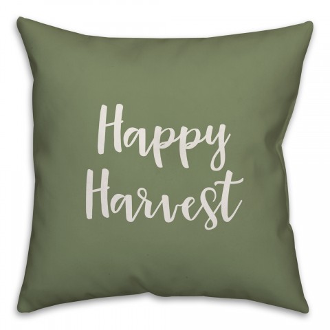 Happy Harvest in Green 18x18 Spun Poly Pillow