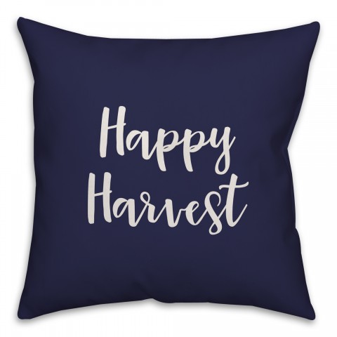 Happy Harvest in Navy 18x18 Spun Poly Pillow