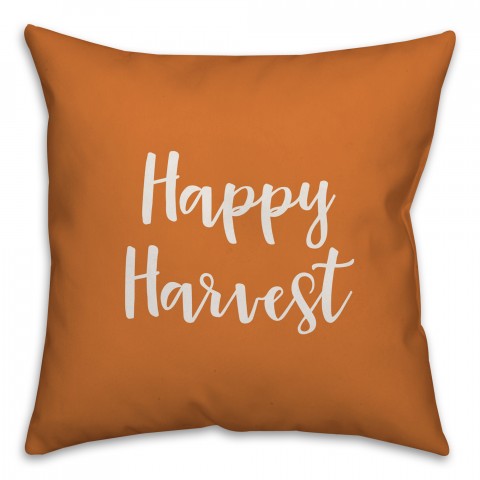 Happy Harvest in Orange 18x18 Spun Poly Pillow