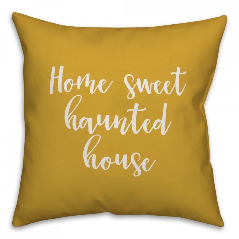 Home Sweet Haunted House in Mustard 18x18 Spun Poly Pillow