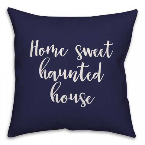 Home Sweet Haunted House in Navy 18x18 Spun Poly Pillow