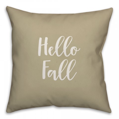 Hello Fall in Beige 18x18 Spun Poly Pillow