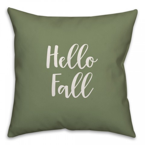 Hello Fall in Green 18x18 Spun Poly Pillow
