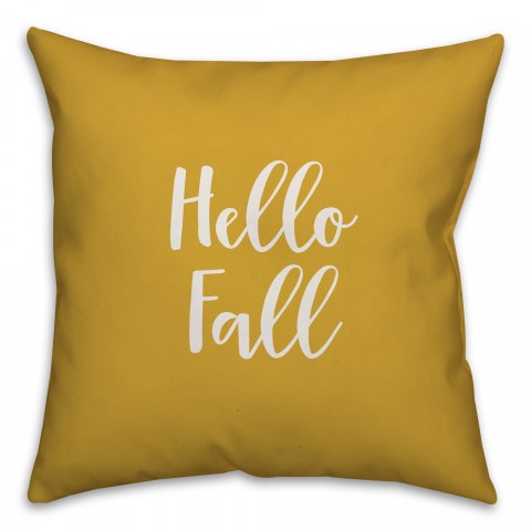 Hello Fall in Mustard 18x18 Spun Poly Pillow