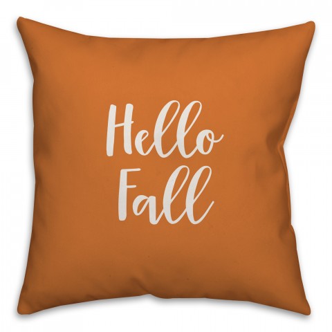 Hello Fall in Orange 18x18 Spun Poly Pillow