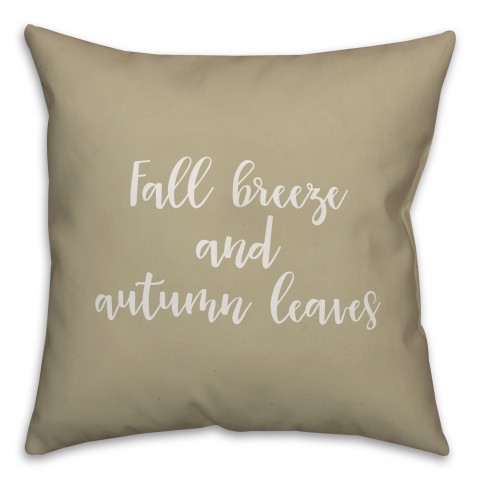 Fall Breeze And Autumn Leaves in Beige 18x18 Spun Poly Pillow