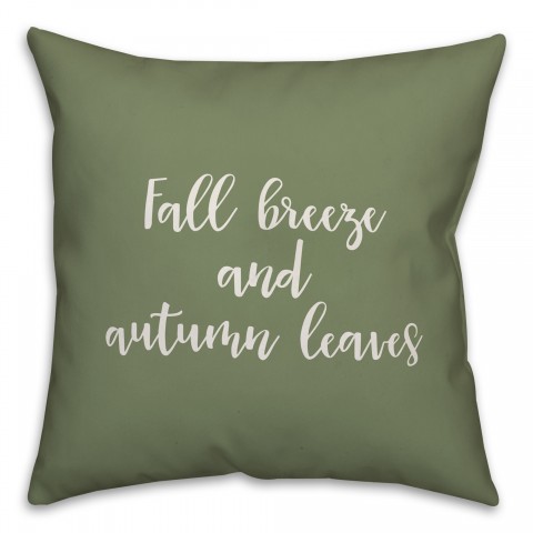 Fall Breeze And Autumn Leaves in Green 18x18 Spun Poly Pillow