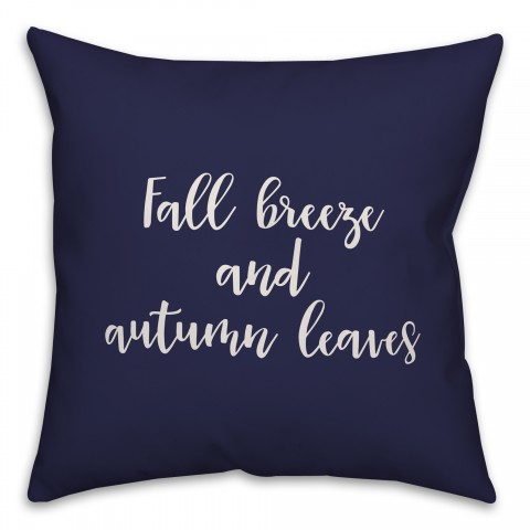 Fall Breeze And Autumn Leaves in Navy 18x18 Spun Poly Pillow