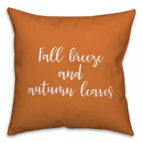 Fall Breeze And Autumn Leaves in Orange 18x18 Spun Poly Pillow