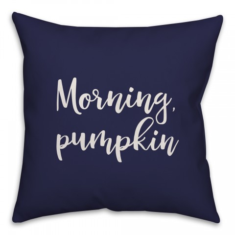 Morning, Pumpkin in Navy 18x18 Spun Poly Pillow