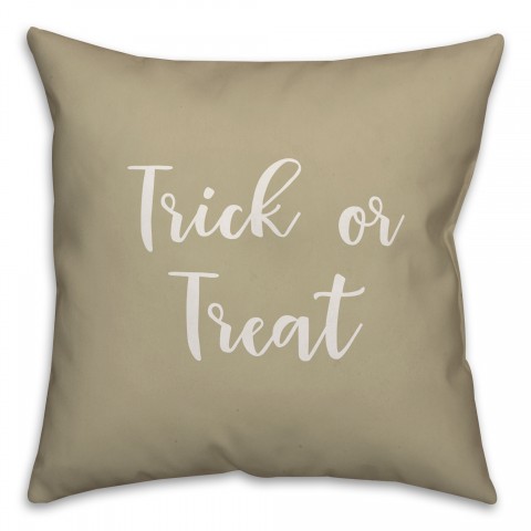 Trick Or Treat in Beige 18x18 Spun Poly Pillow