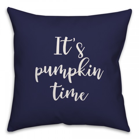 It's Pumpkin Time in Navy 18x18 Spun Poly Pillow