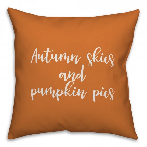 Autumn Skies And Pumpkin Pies in Orange 18x18 Spun Poly Pillow