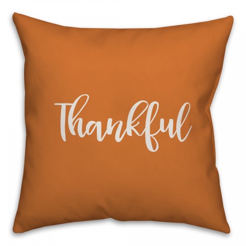 Thankful in Orange 18x18 Spun Poly Pillow