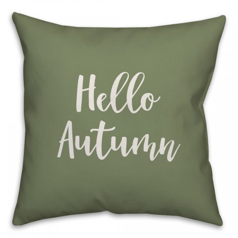 Hello Autumn in Green 18x18 Spun Poly Pillow