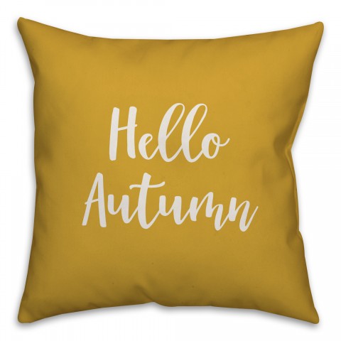 Hello Autumn in Mustard 18x18 Spun Poly Pillow