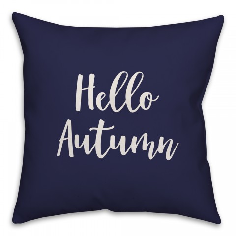 Hello Autumn in Navy 18x18 Spun Poly Pillow