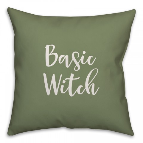 Basic Witch in Green 18x18 Spun Poly Pillow