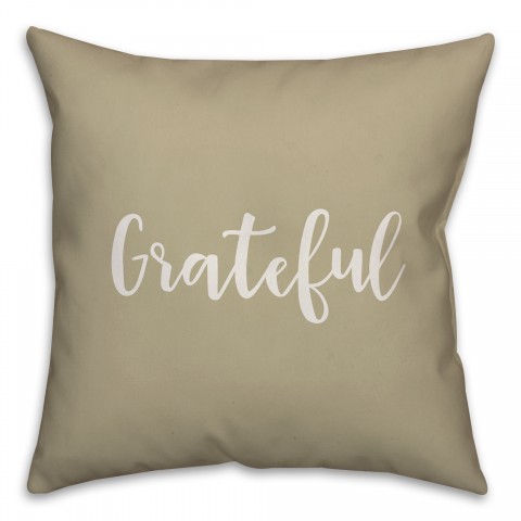 Grateful in Beige 18x18 Spun Poly Pillow Cover