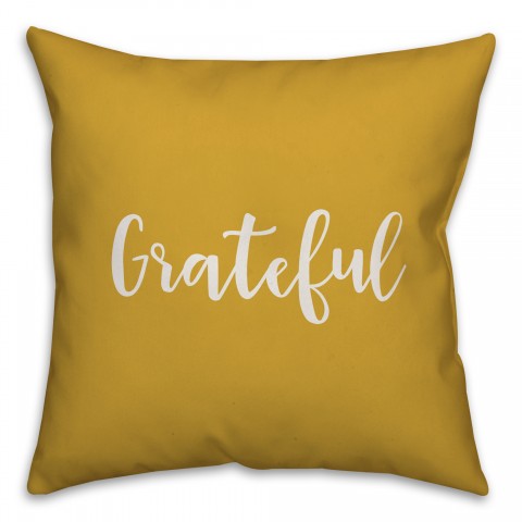 Grateful in Mustard 18x18 Spun Poly Pillow Cover
