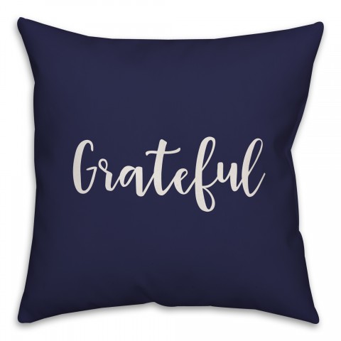 Grateful in Navy 18x18 Spun Poly Pillow Cover
