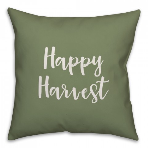 Happy Harvest in Green 18x18 Spun Poly Pillow Cover