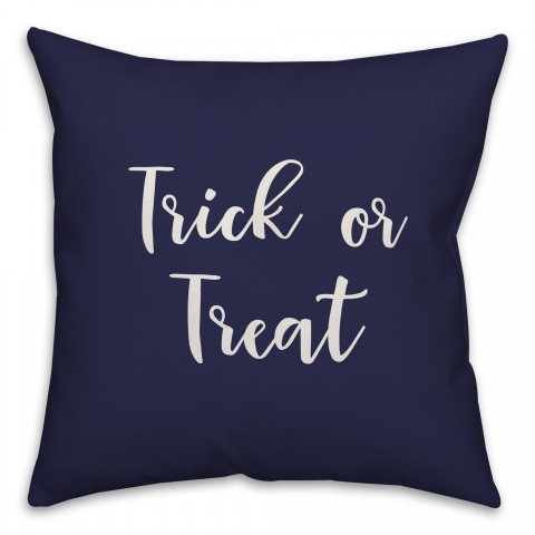 Trick Or Treat in Navy 18x18 Spun Poly Pillow Cover
