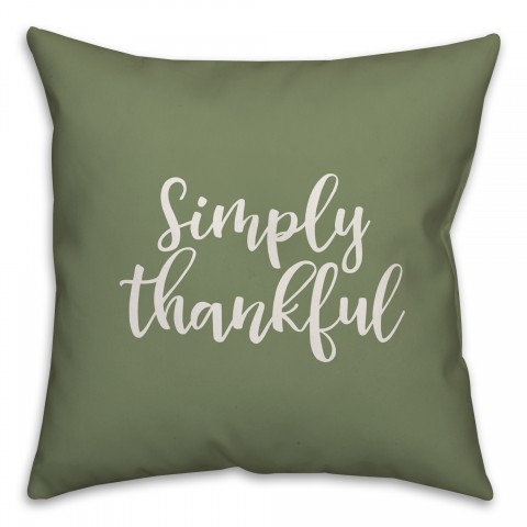 Simply Thankful in Green 18x18 Spun Poly Pillow Cover