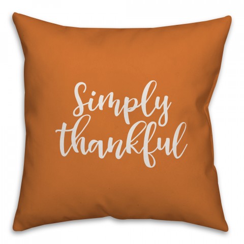 Simply Thankful in Orange 18x18 Spun Poly Pillow Cover