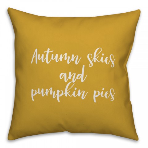 Autumn Skies And Pumpkin Pies in Mustard 18x18 Spun Poly Pillow Cover