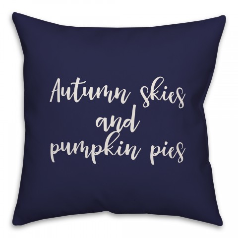 Autumn Skies And Pumpkin Pies in Navy 18x18 Spun Poly Pillow Cover