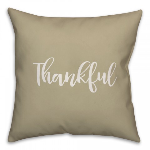 Thankful in Beige 18x18 Spun Poly Pillow Cover
