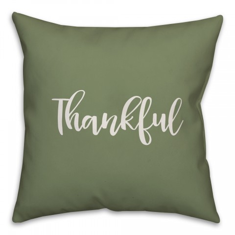 Thankful in Green 18x18 Spun Poly Pillow Cover