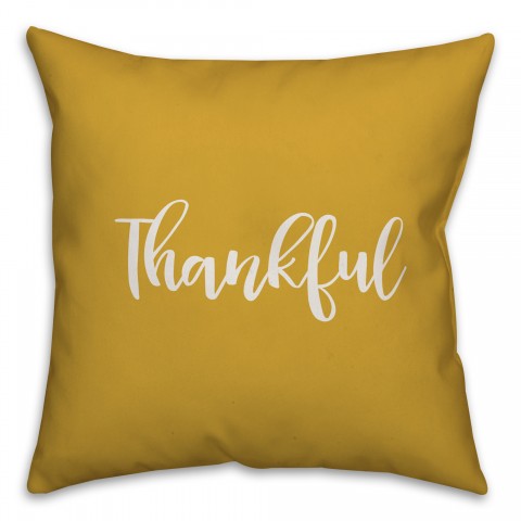 Thankful in Mustard 18x18 Spun Poly Pillow Cover