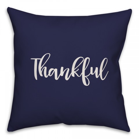 Thankful in Navy 18x18 Spun Poly Pillow Cover