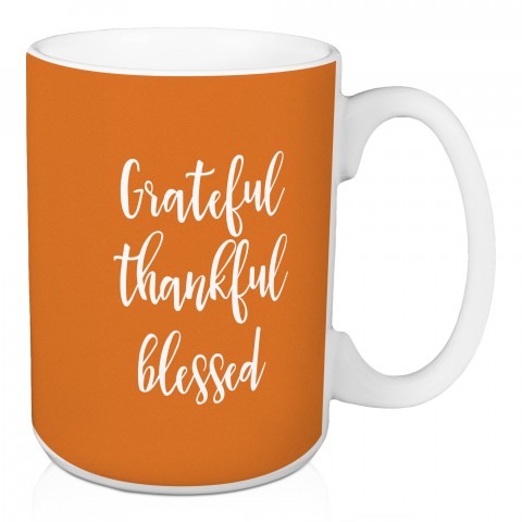Grateful Thankful Blessed in Orange 15 oz Mug